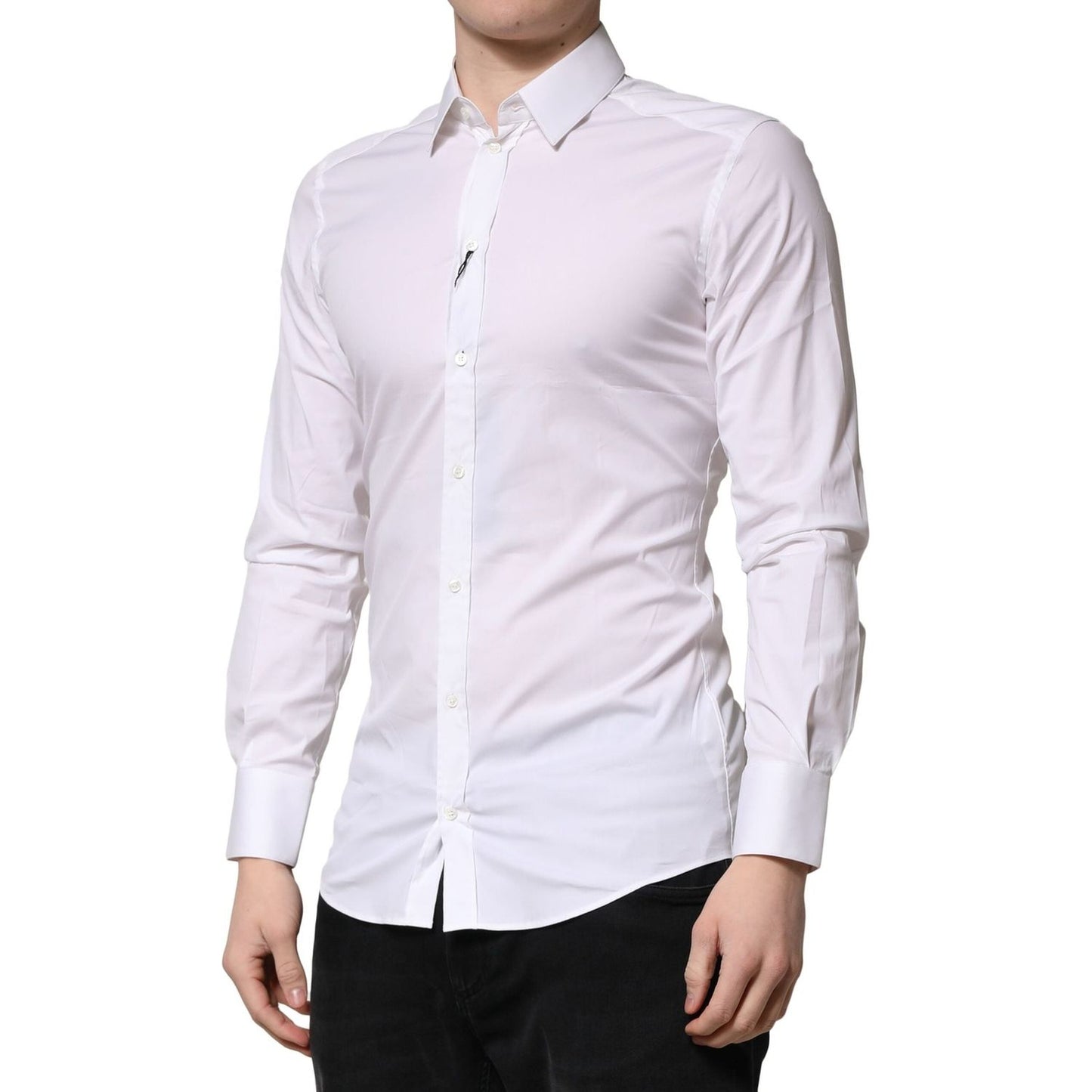 Dolce & GabbanaDolce & Gabbana White GOLD Long Sleeves Dress Formal Shirt1728,67345645728,Dolce & Gabbana,IT40 | M,Material: 70% Cotton 23% Nylon 7% Elastane,Men,Preowned / Defect,Shirts - Men - Clothing,White
