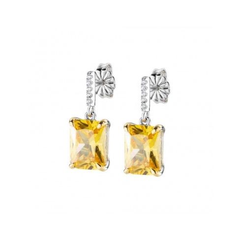 AMEN JEWELRY Mod. ECK1REBGIZ yellow gemstone earrings with silver accents