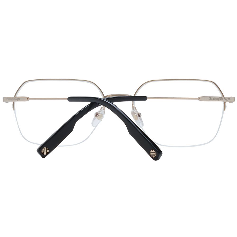 Ermenegildo Zegna Silver Men Glasses Frame, half-rim metal with demo lenses, includes branded case.