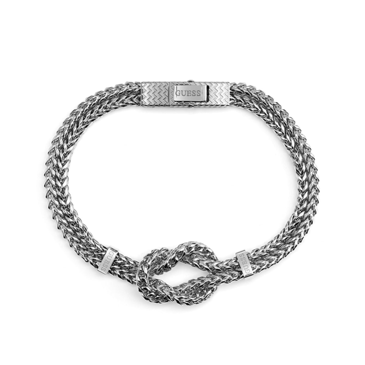 GUESS JEWELS JEWELRY Mod. JUMB05027JWSTS silver bracelet with intricate knot design