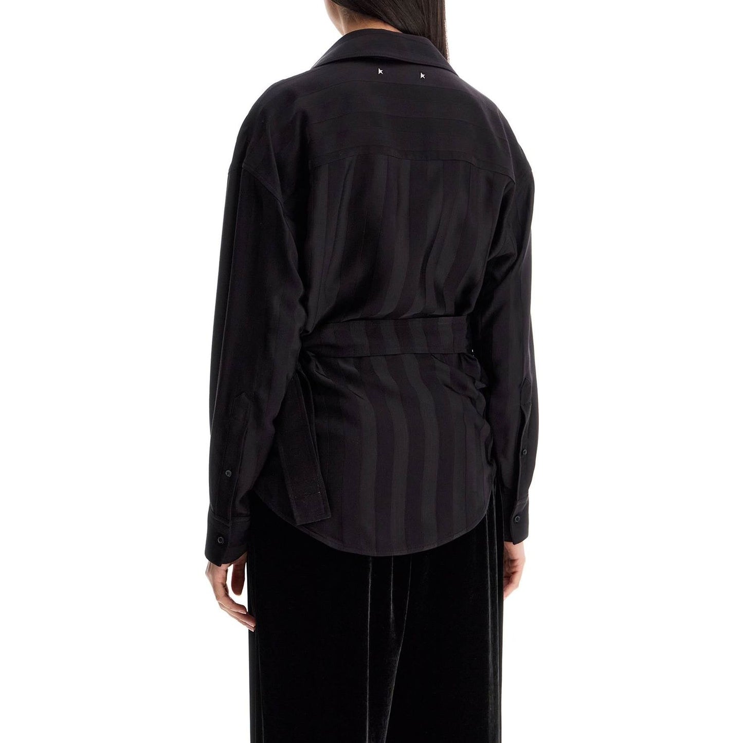 Golden Goose women's wrap shirt in night stripe viscose