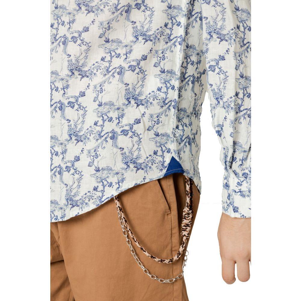 Gianni Lupo Blue Linen Shirt GI-13499200010-IT46 | M