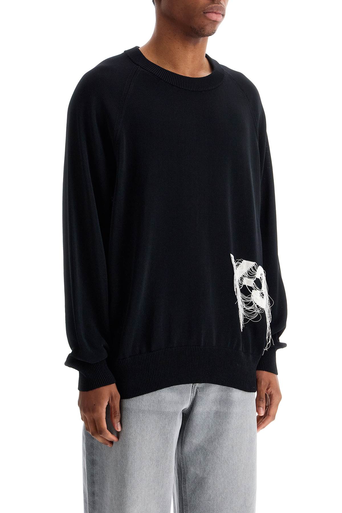 Y-3 black recycled polyester sweater with embroidered logo Knitwear Y-3 Dark Gray