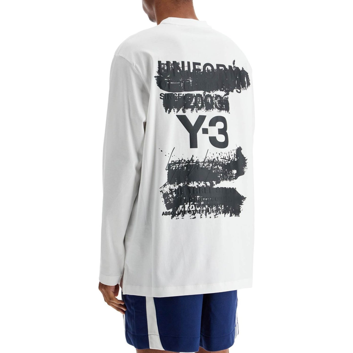 Y-3 white cotton t-shirt with graphic print