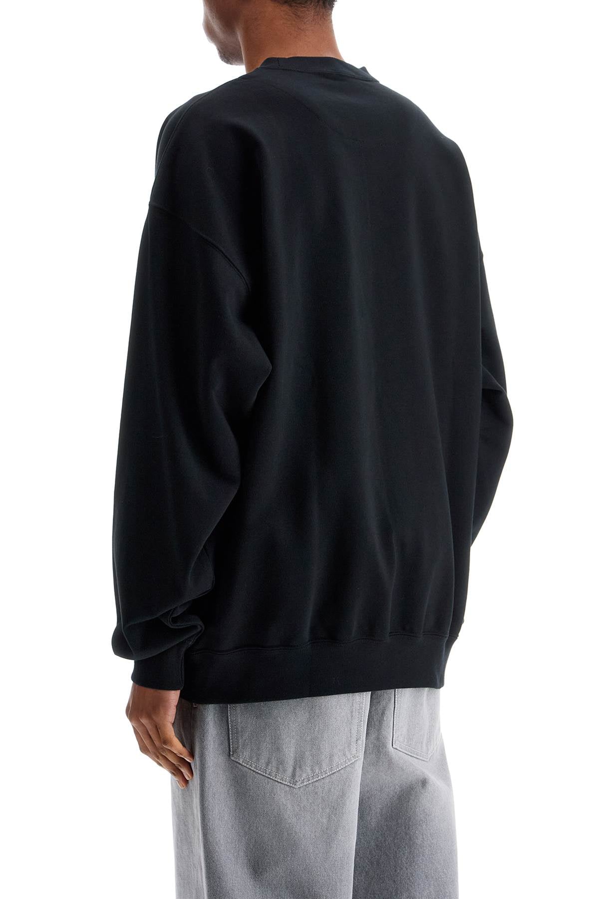 Y-3 black cotton crewneck sweatshirt with tone-on-tone logo Topwear Y-3 Black