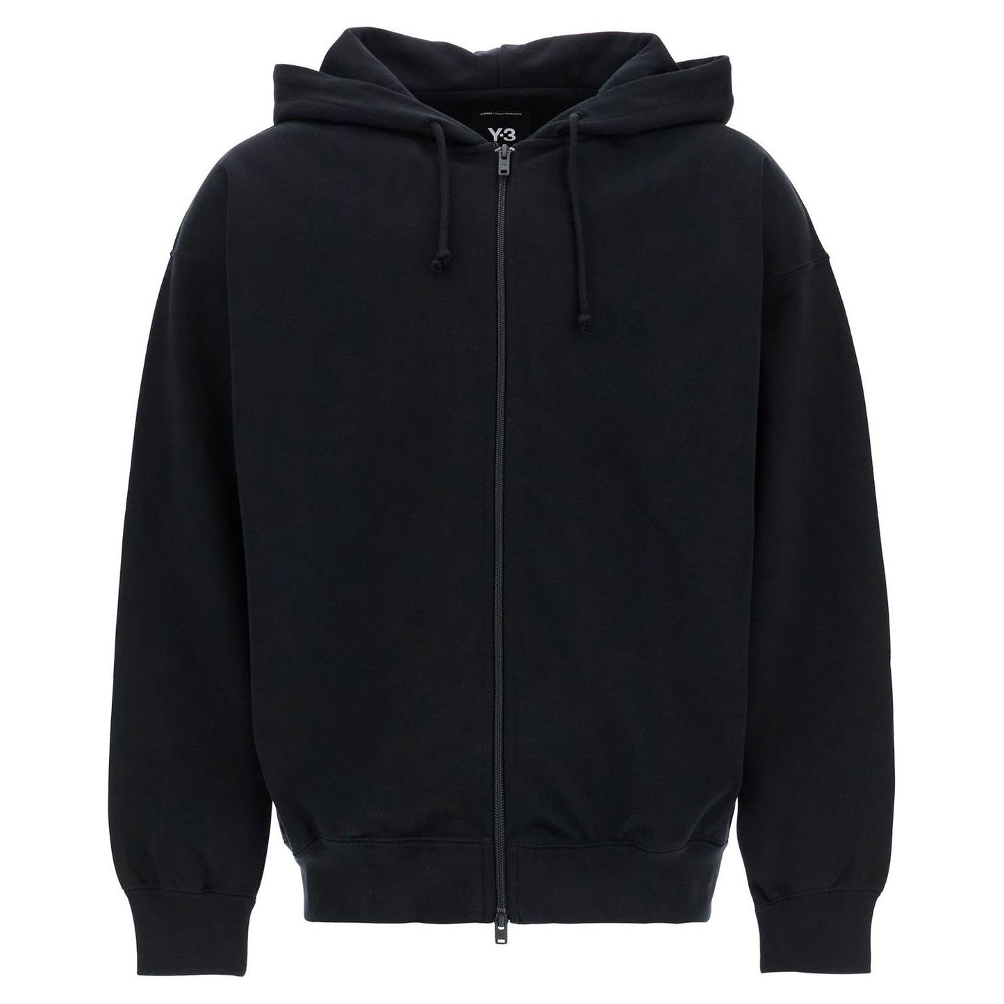 Y-3 black cotton zip hoodie