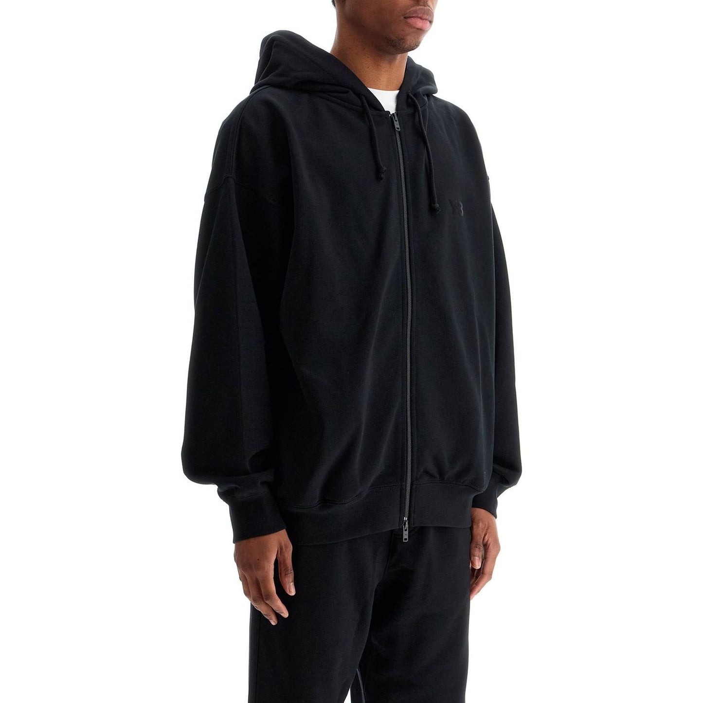 Y-3 black cotton zip hoodie