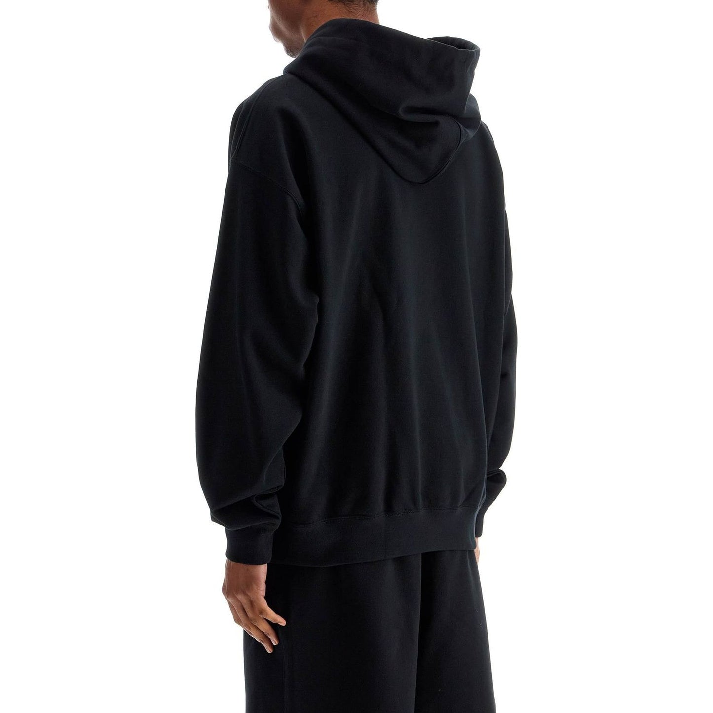Y-3 men's black hoodie in recycled cotton and polyester