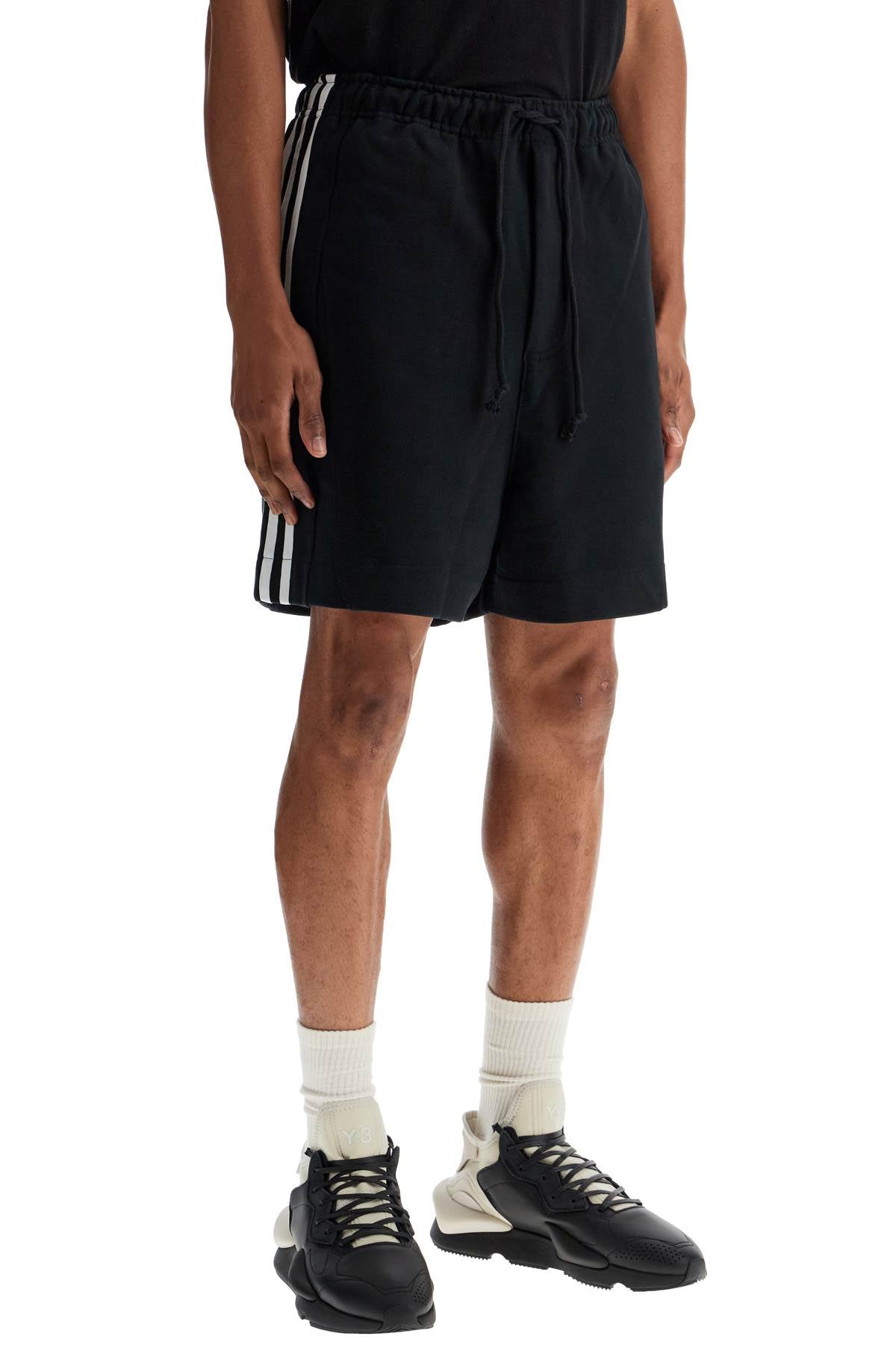 Y-3 black cotton shorts with white stripes Short trousers Y-3 Rosy Brown