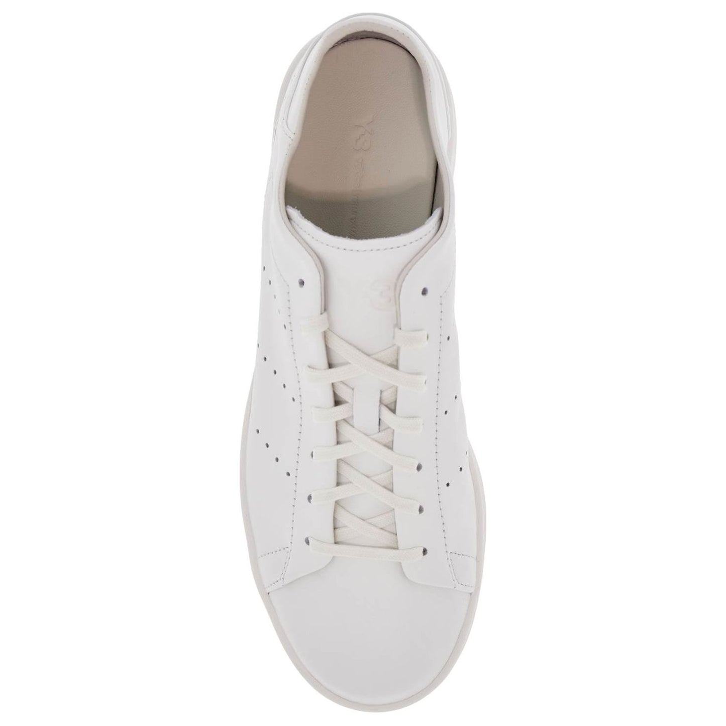 Y-3 white leather sneakers with minimalist design