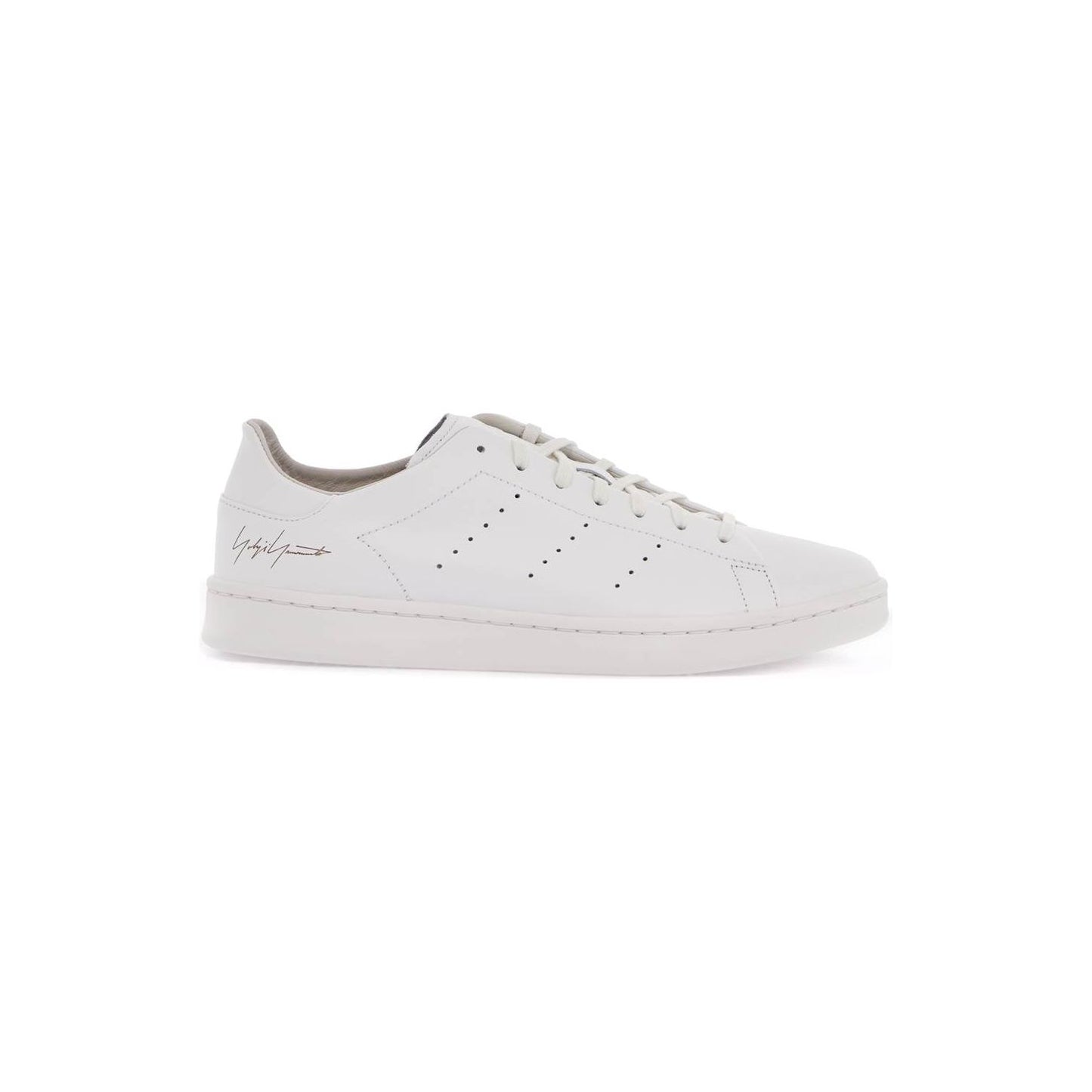 Y-3 white leather sneakers with minimalist design