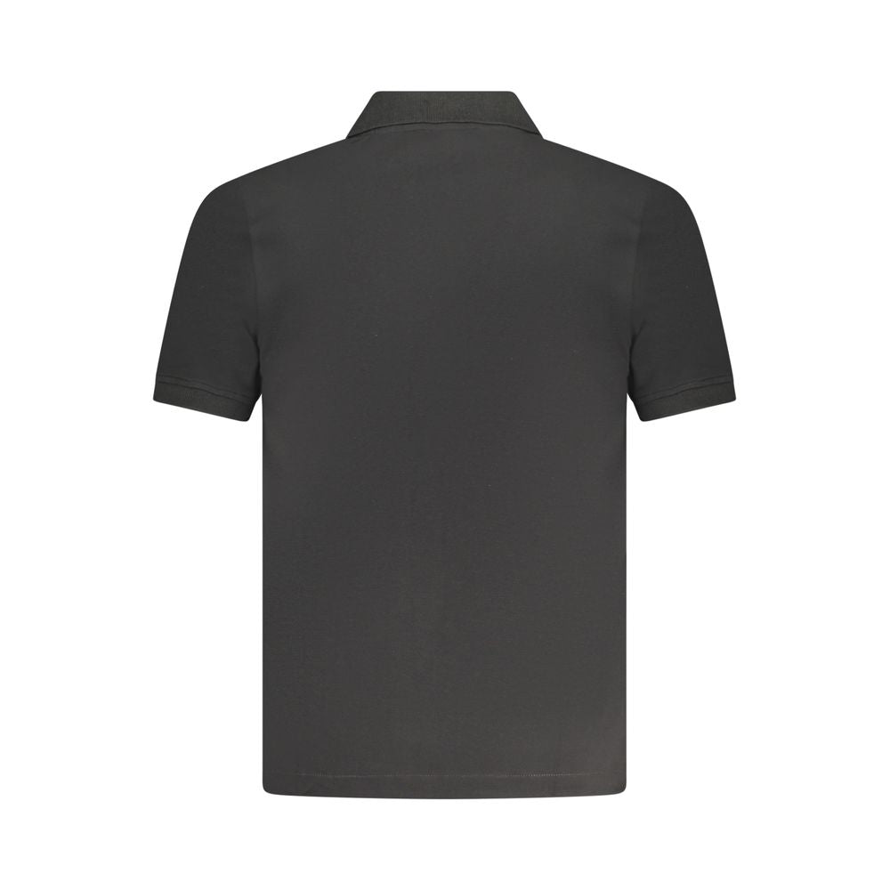 K-WAY Black Cotton Polo Shirt with short sleeves, two buttons, and logo application. Back view showcasing classic design.