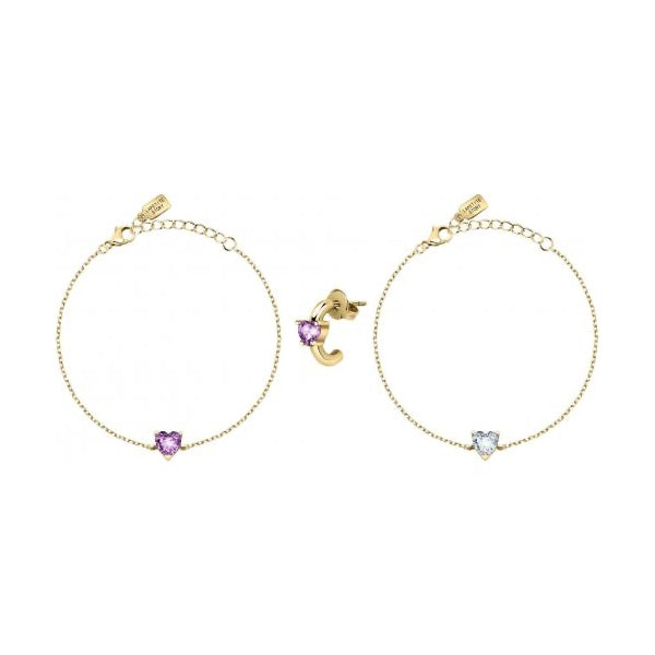 LA PETITE STORY JEWELRY Mod. LPS05ASD32 - Elegant gold bracelets with pink and white heart charms.