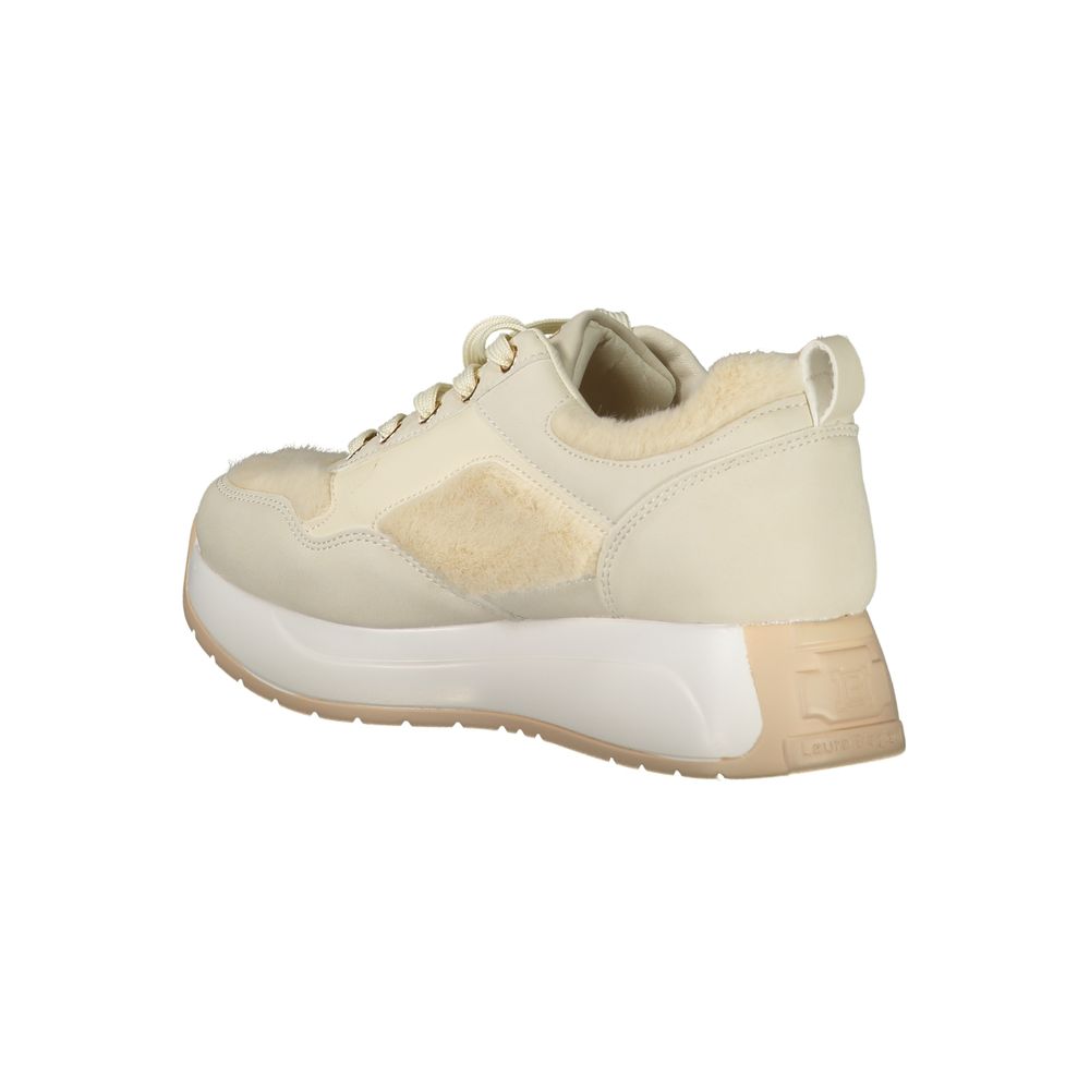Laura Biagiotti Beige Polyethylene Sneaker with suede, removable footbed, contrasting details, and embroidery logo.
