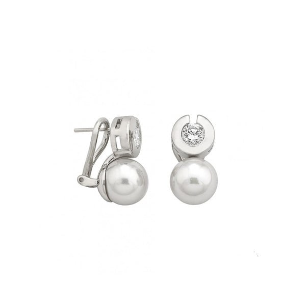 MAJORICA JEWELRY Mod. 09507.01.2.907.706.1 elegant pearl and diamond earrings