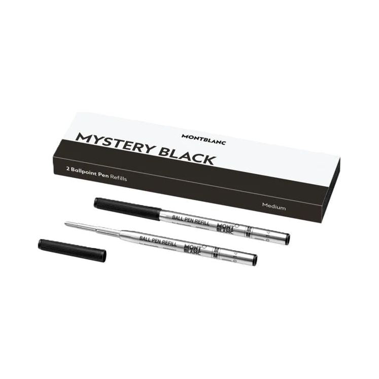 MONTBLANC Mod. MISTERY BLACK - عبوات أقلام حبر جاف - متوسطة - قطعتان