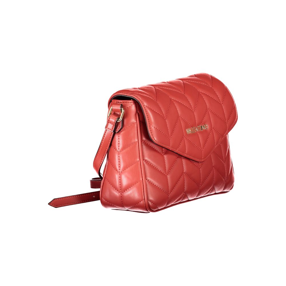 Mario Valentino Red Polyethylene Handbag with removable shoulder strap and logo, featuring contrasting details and zip closure.
