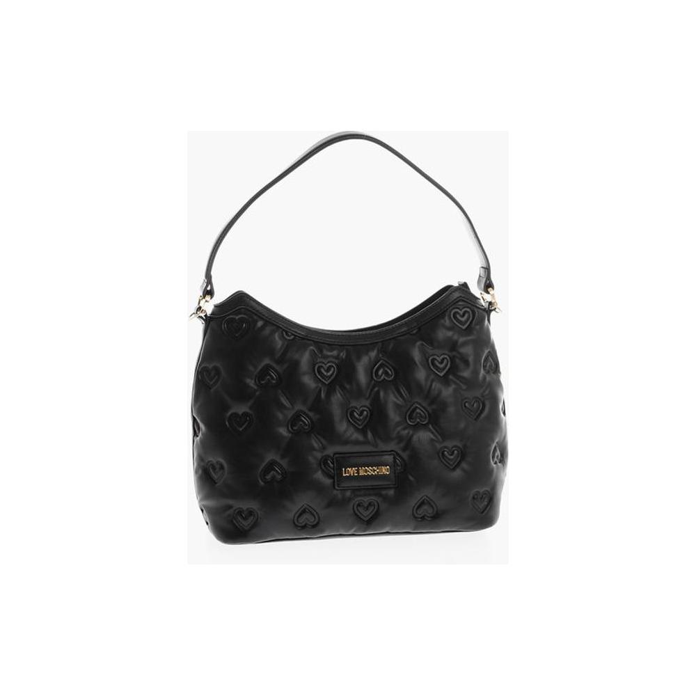 Moschino LOVE Embossed Hearts All Over Faux Leather Hobo Bag