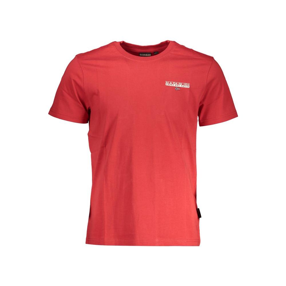 Napapijri Red Cotton Men T-ShirtUnleash a statement of casual sophistication with the Napapijri short-sleeved t-shirt. Crafted for the modern trendsetter, this shirt boasts an eye-catching print and the iconic Napapijri logo application, adding a touch of