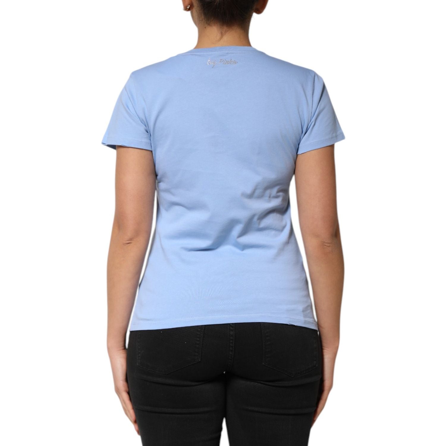 PINKO Blue Love Story Sequined Embellished Short Sleeves T-shirt