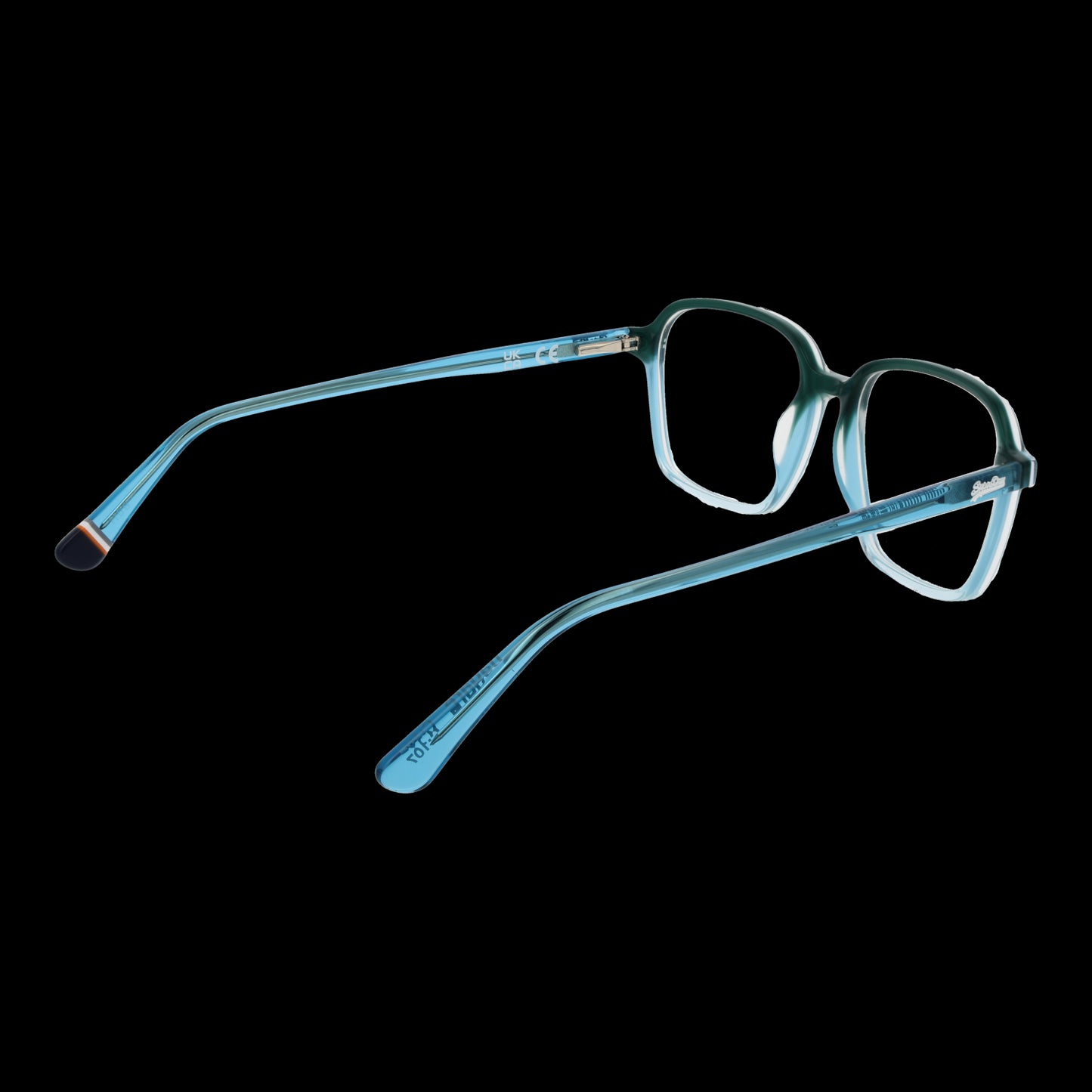Back view of SUPERDRY MOD. SDO-NADARE 53107 glasses for ladies, showcasing stylish turquoise frame and sleek design.