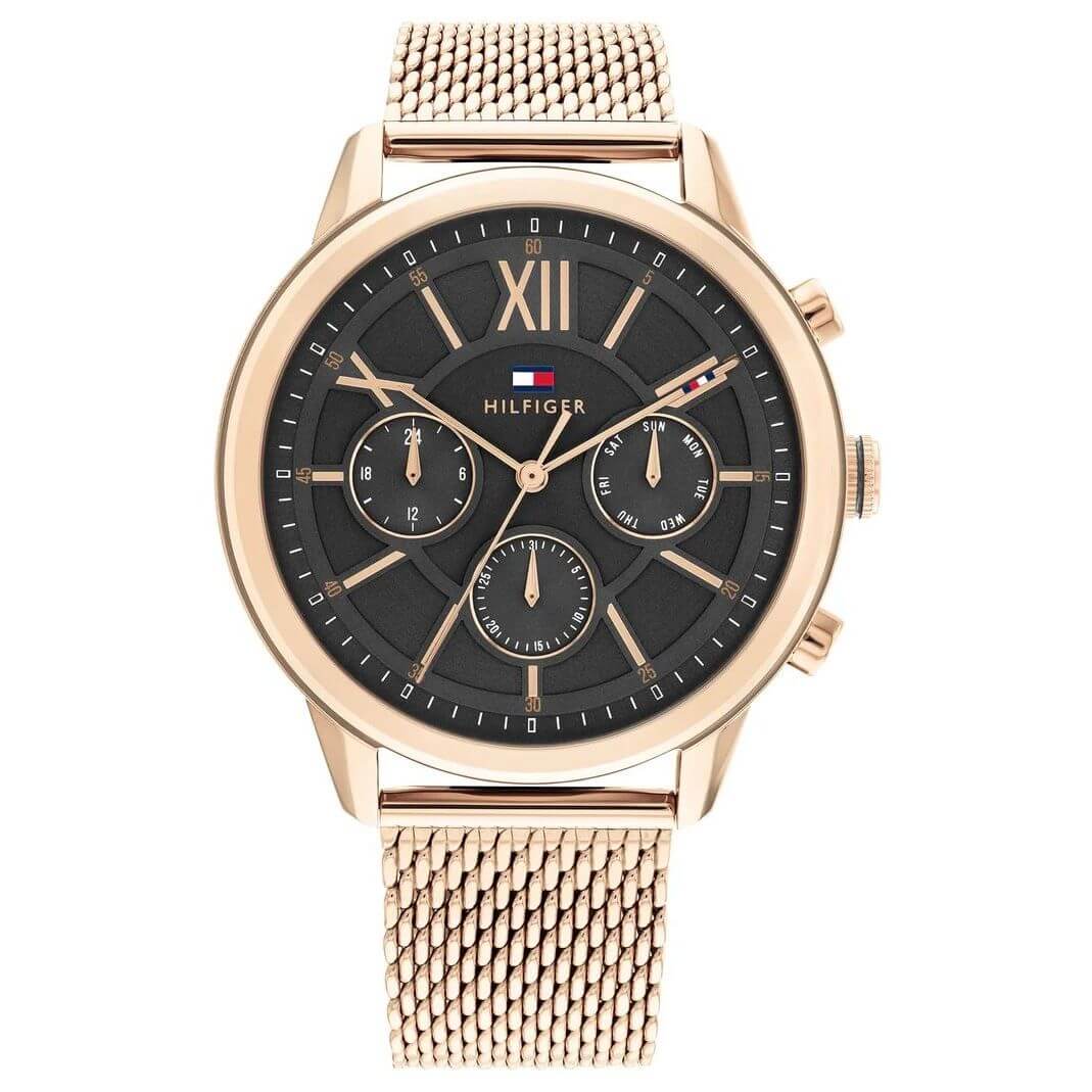 TOMMY HILFIGER Mod. 1710525 gent's quartz analog watch with 44mm case and mineral dial, water resistant to 5 ATM, in official box.