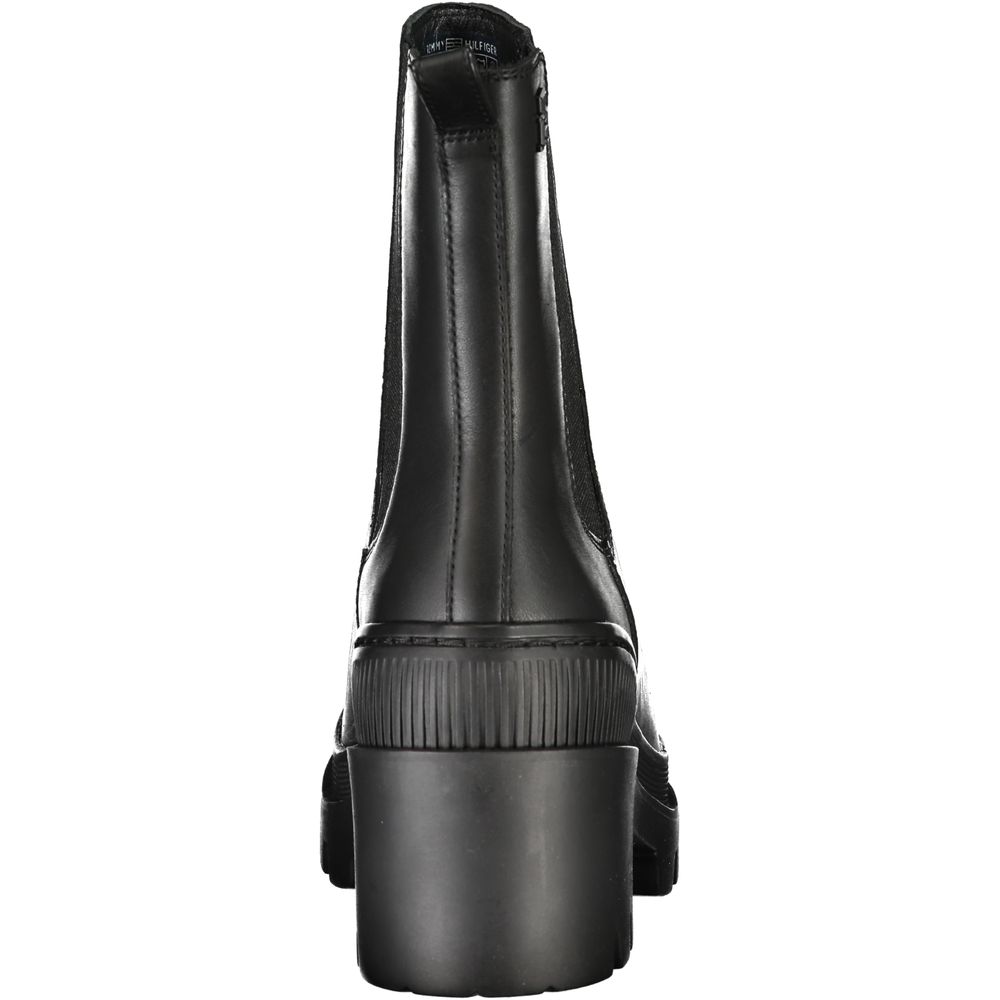 Tommy Hilfiger Black Polyester Ankle boot with side elastic and 6 cm heel, featuring brand logo.