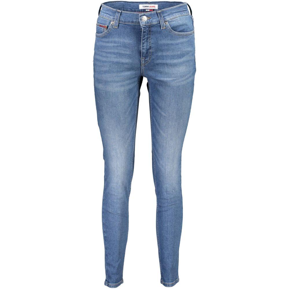 Tommy Hilfiger Light Blue Cotton Women Skinny JeanStep into the epitome of chic comfort with these Tommy Hilfiger Nora Mid Rise Skinny Jeans. The light blue wash offers a fresh twist on a timeless design, while the subtle logo detailing adds a hint of lux