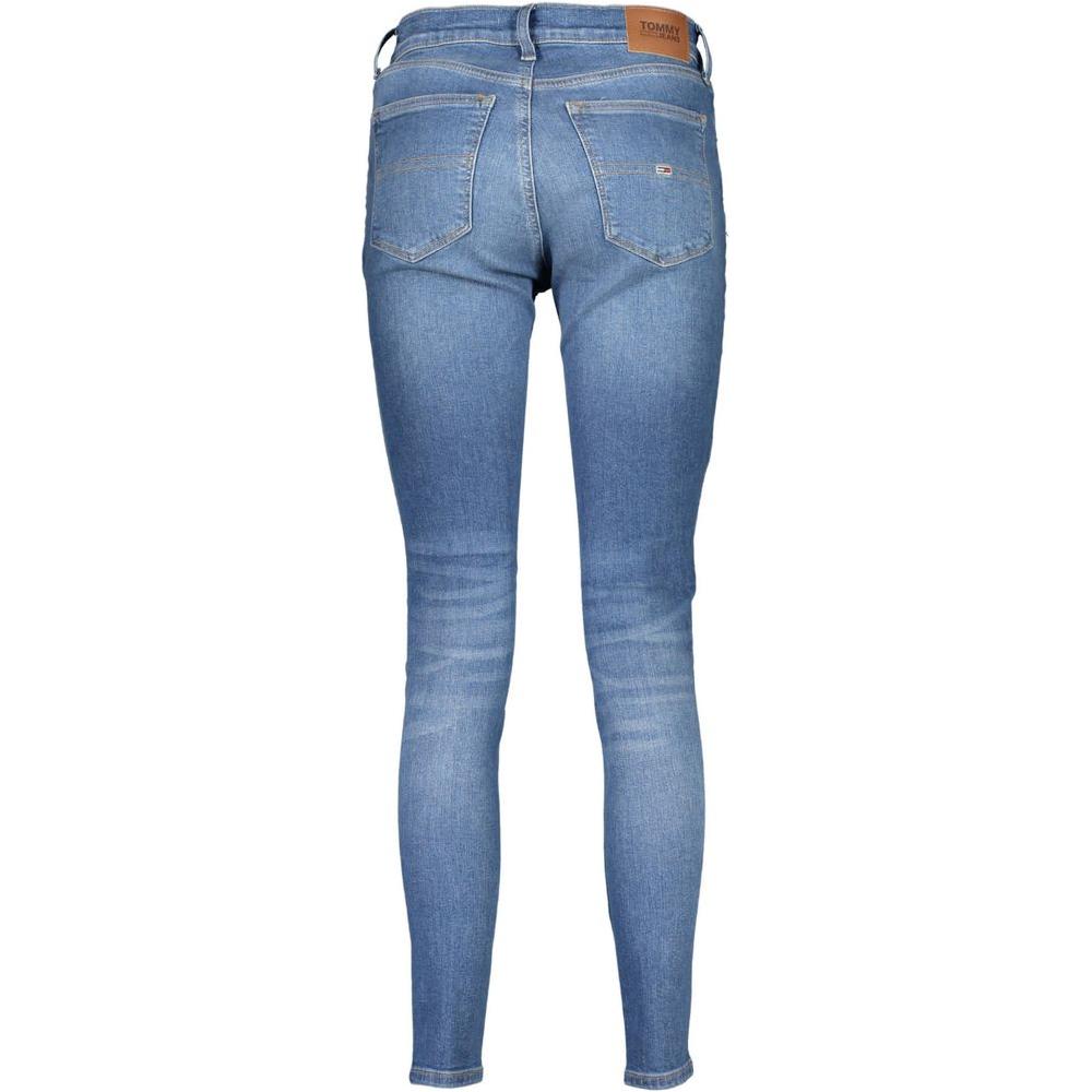 Tommy Hilfiger Light Blue Cotton Women Skinny JeanStep into the epitome of chic comfort with these Tommy Hilfiger Nora Mid Rise Skinny Jeans. The light blue wash offers a fresh twist on a timeless design, while the subtle logo detailing adds a hint of lux
