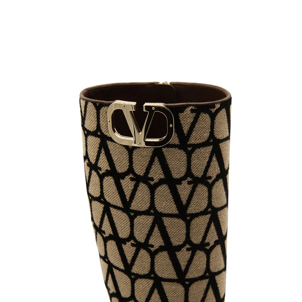 Valentino Garavani Beige Canvas Boots