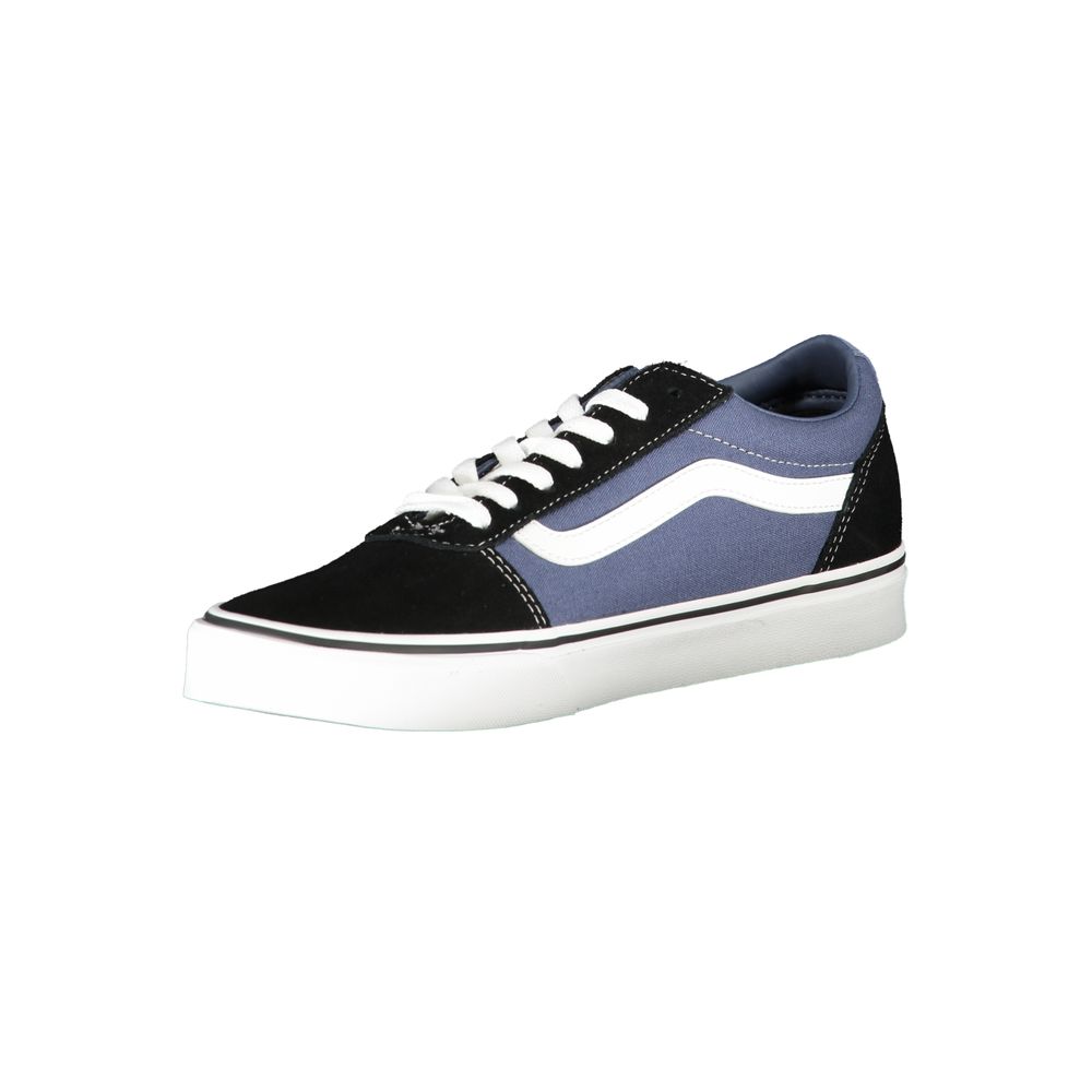 Vans Blue Polyester Sneaker with elastic, checked pattern, classic slip-on design, and contrasting details