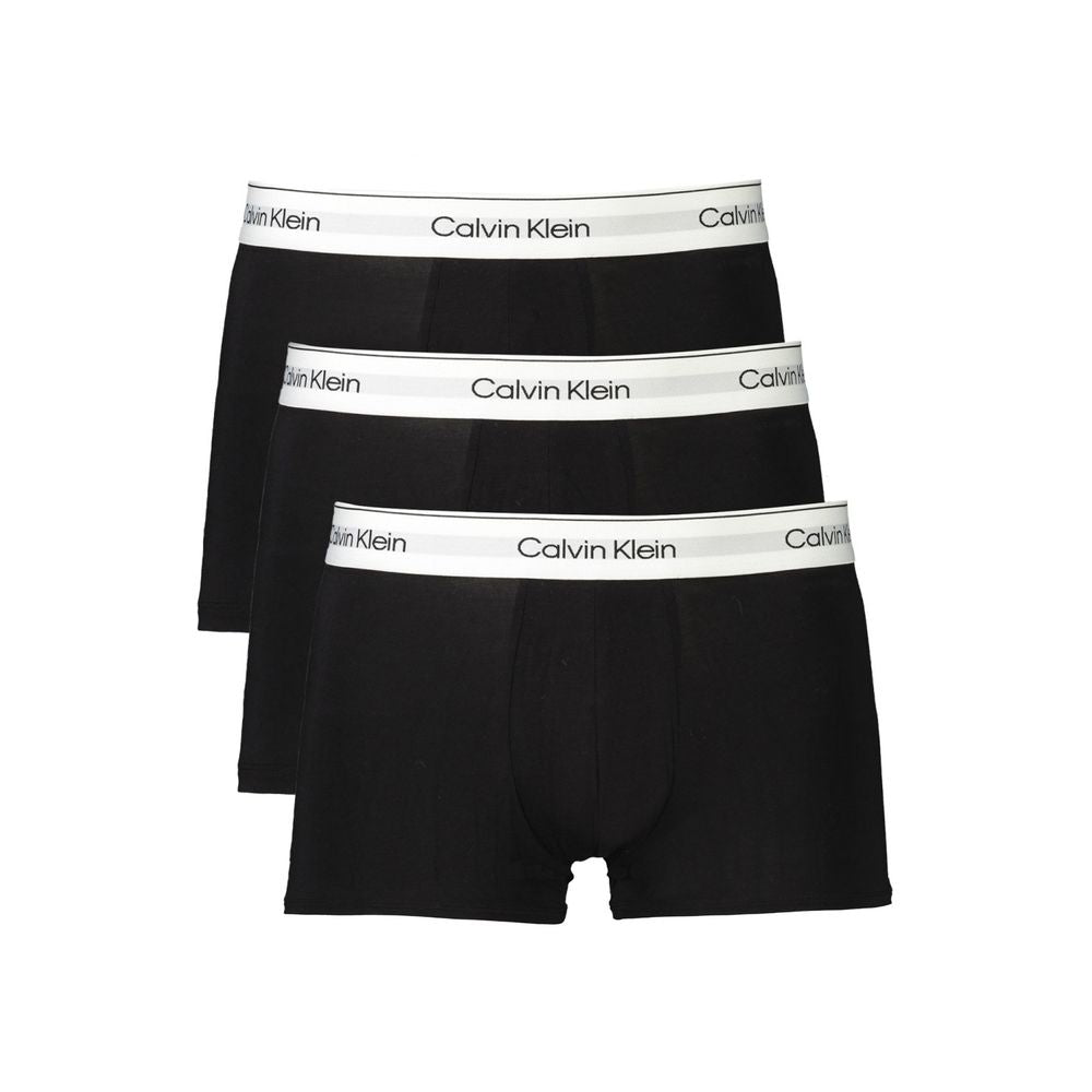 Calvin Klein black cotton men boxer shorts tri-pack with iconic elastic waistband, perfect fit and stretch, sleek and stylish.