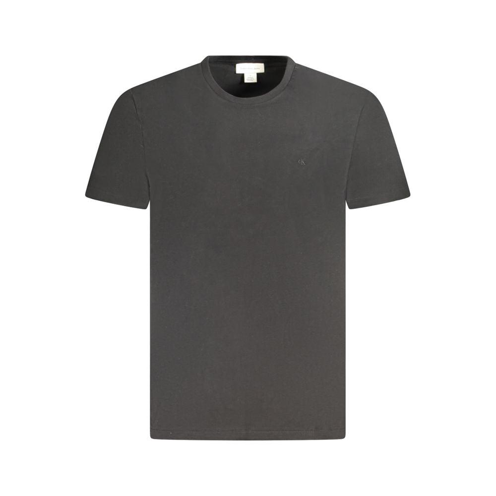 Calvin Klein black cotton t-shirt with short sleeves, crew neck, and logo embroidery.
