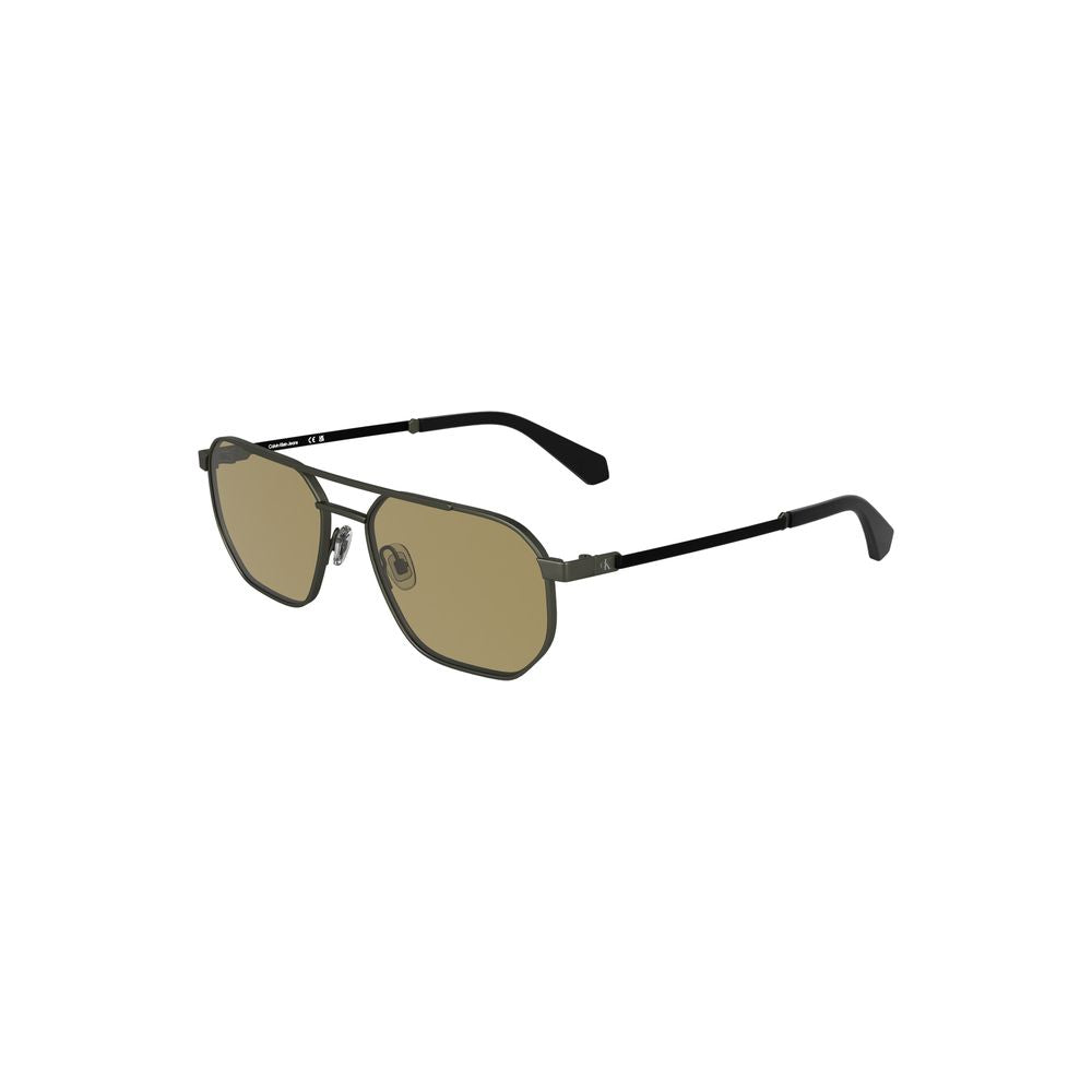 Calvin Klein Bronze Metal Men Sunglasses with Square Brown Lenses