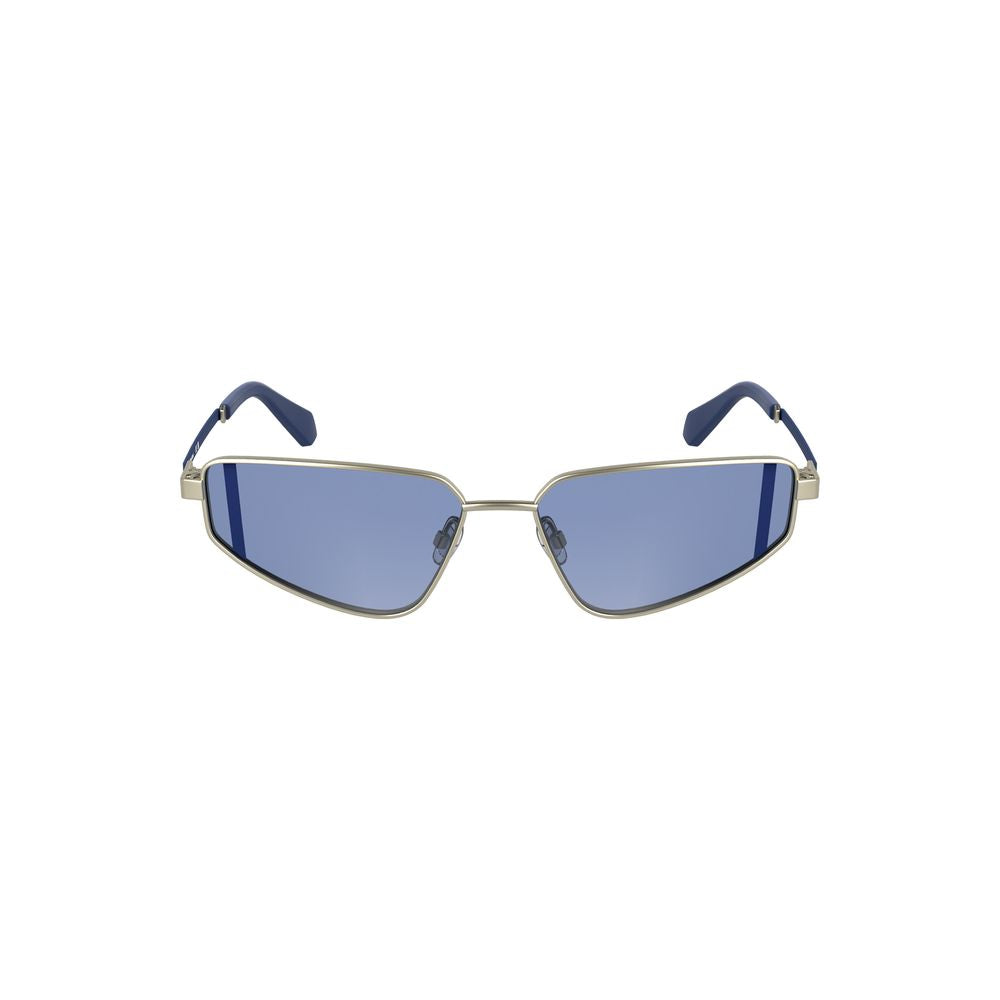 Calvin Klein Gray Metal Women Sunglasses with Blue Rectangular Lenses