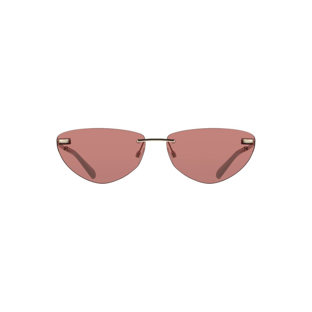 Calvin Klein Pink Metal Women Sunglass with drop-shaped pink lenses and metal frame, chic fashion accessory for iconic style.