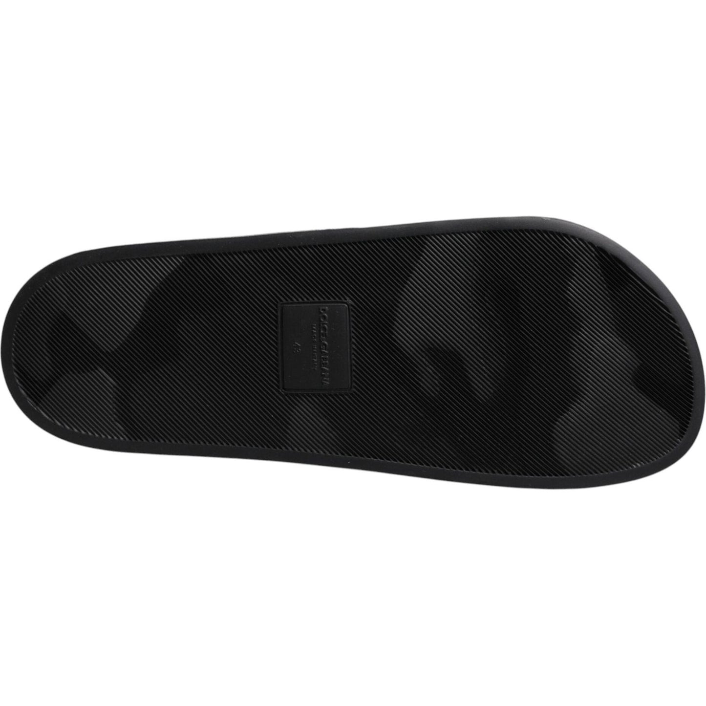 Dolce & Gabbana Black Divers Leather Flats Slides Sandals Beachwear Shoes