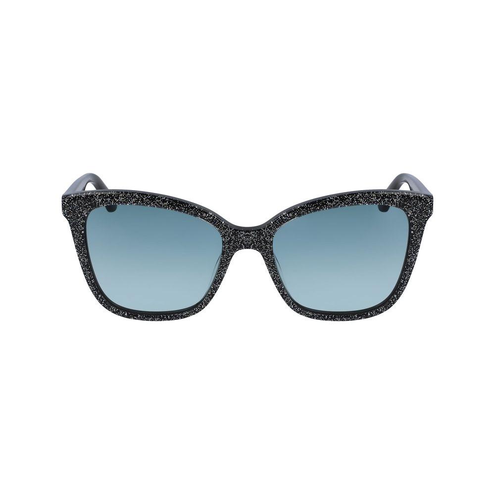 Karl Lagerfeld women's black acetate sunglasses with blue lenses, model KL988S-002. Size: 54/18/140 mm.