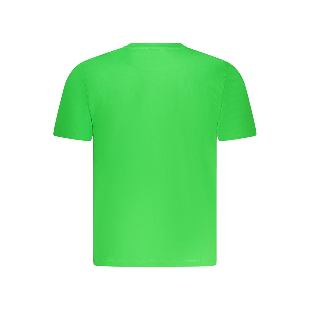 North Sails green cotton men's T-shirt, short-sleeved with bold logo, crafted for comfort and style, shown in vibrant green color.