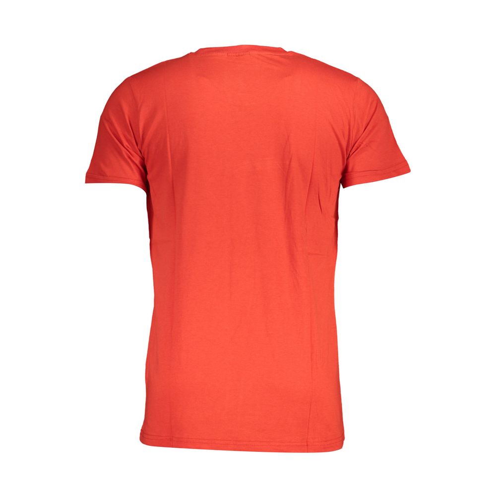Back view of Norway 1963 red cotton men's T-shirt, showcasing premium fabric and classic design. Ideal for stylish, comfortable wear.