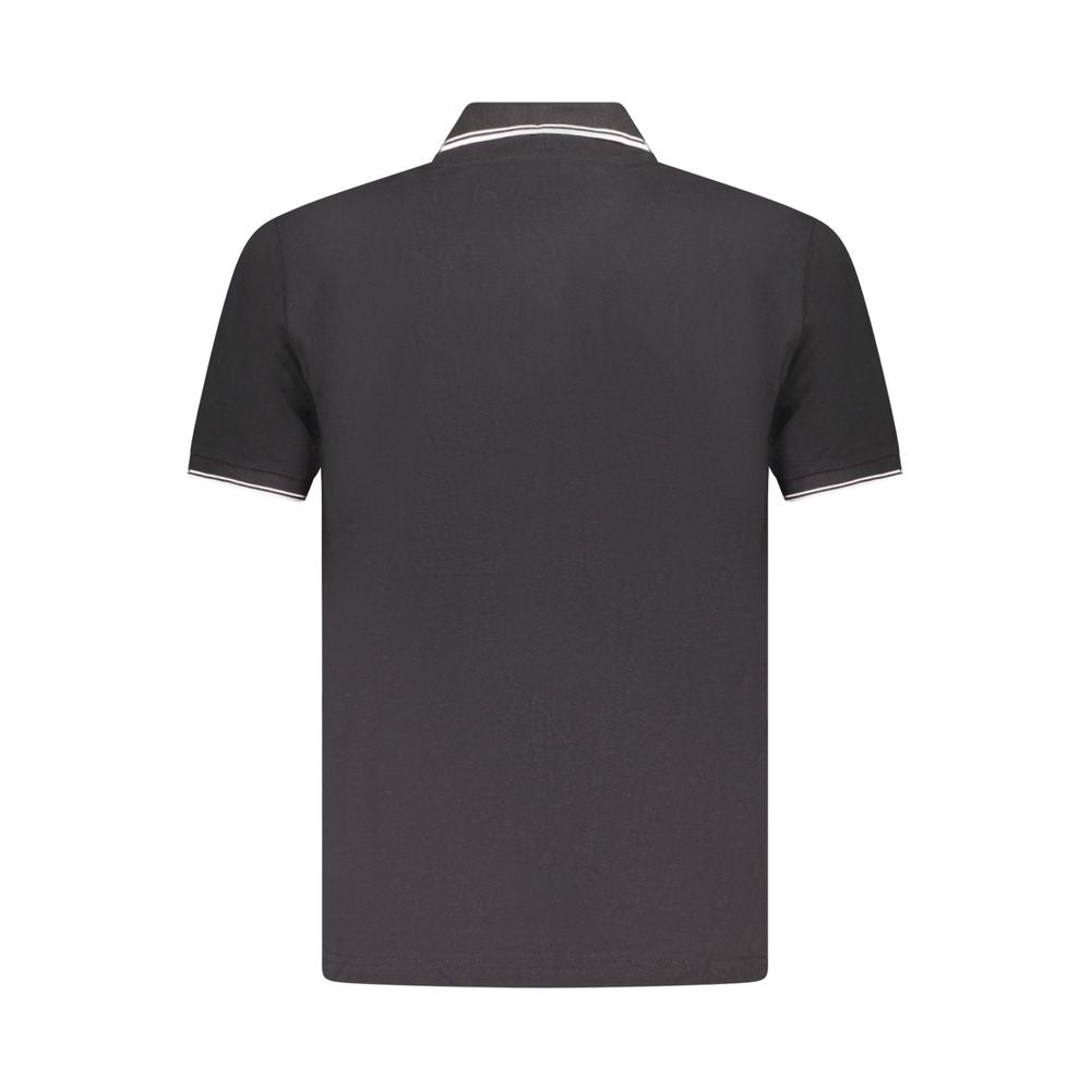 Back view of U.S. Grand Polo Black Cotton Men Polo Shirt with contrasting details and embroidery logo, showcasing premium style and comfort.