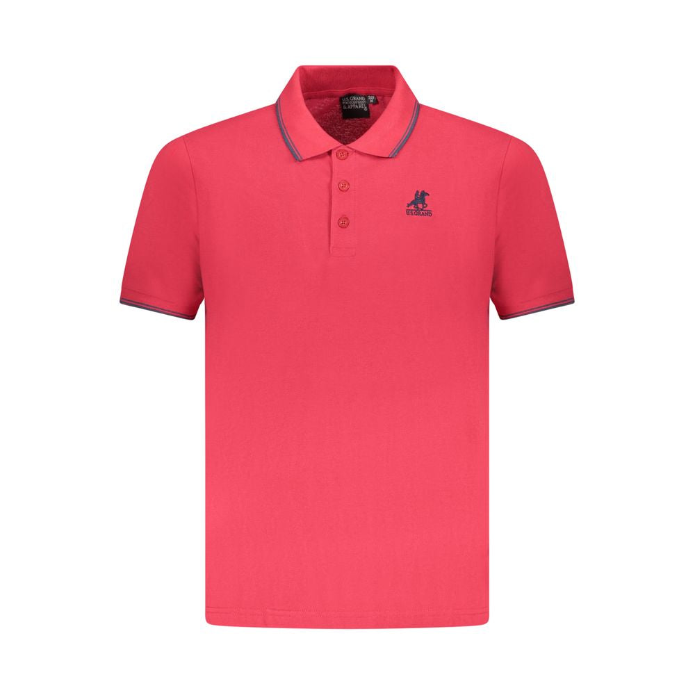 U.S. Grand Polo red cotton men's polo shirt with embroidered logo and classic three-button design.
