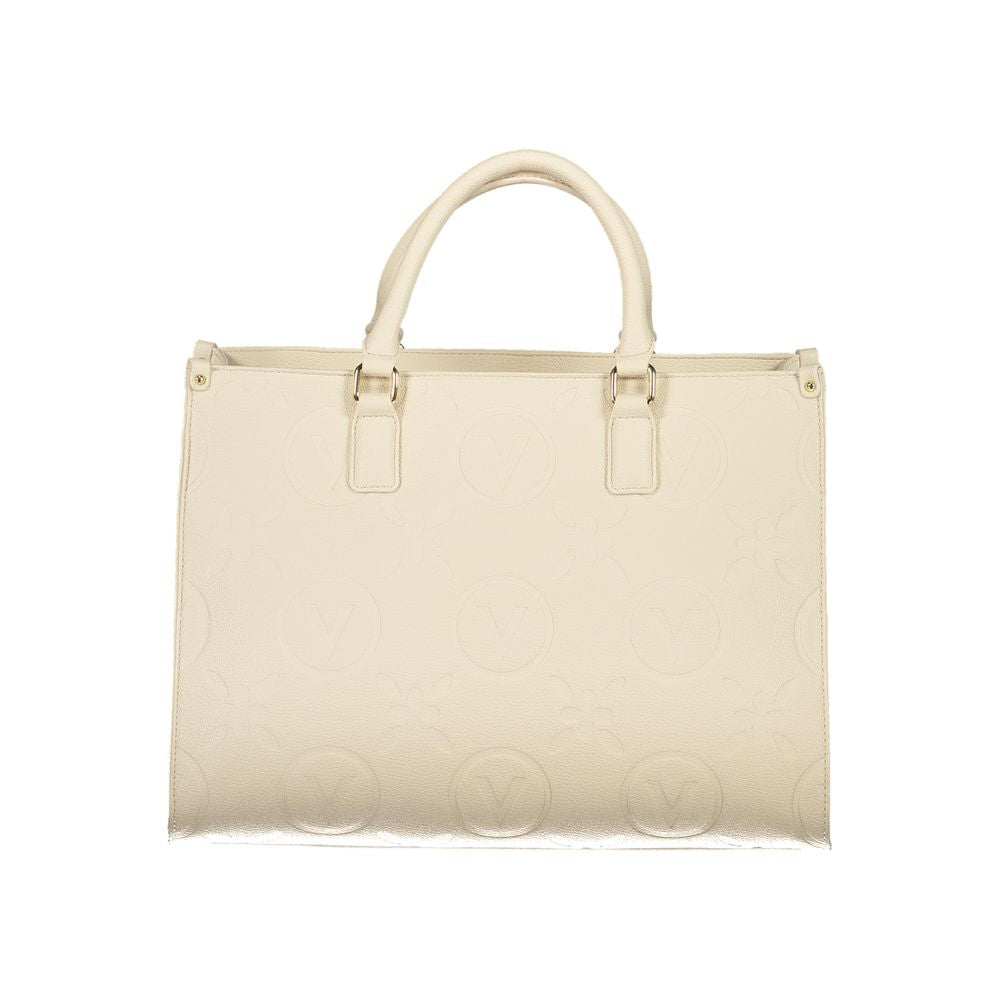 Valentino Bags beige polyethylene women handbag with dual handles and adjustable shoulder straps, elegant and versatile design.