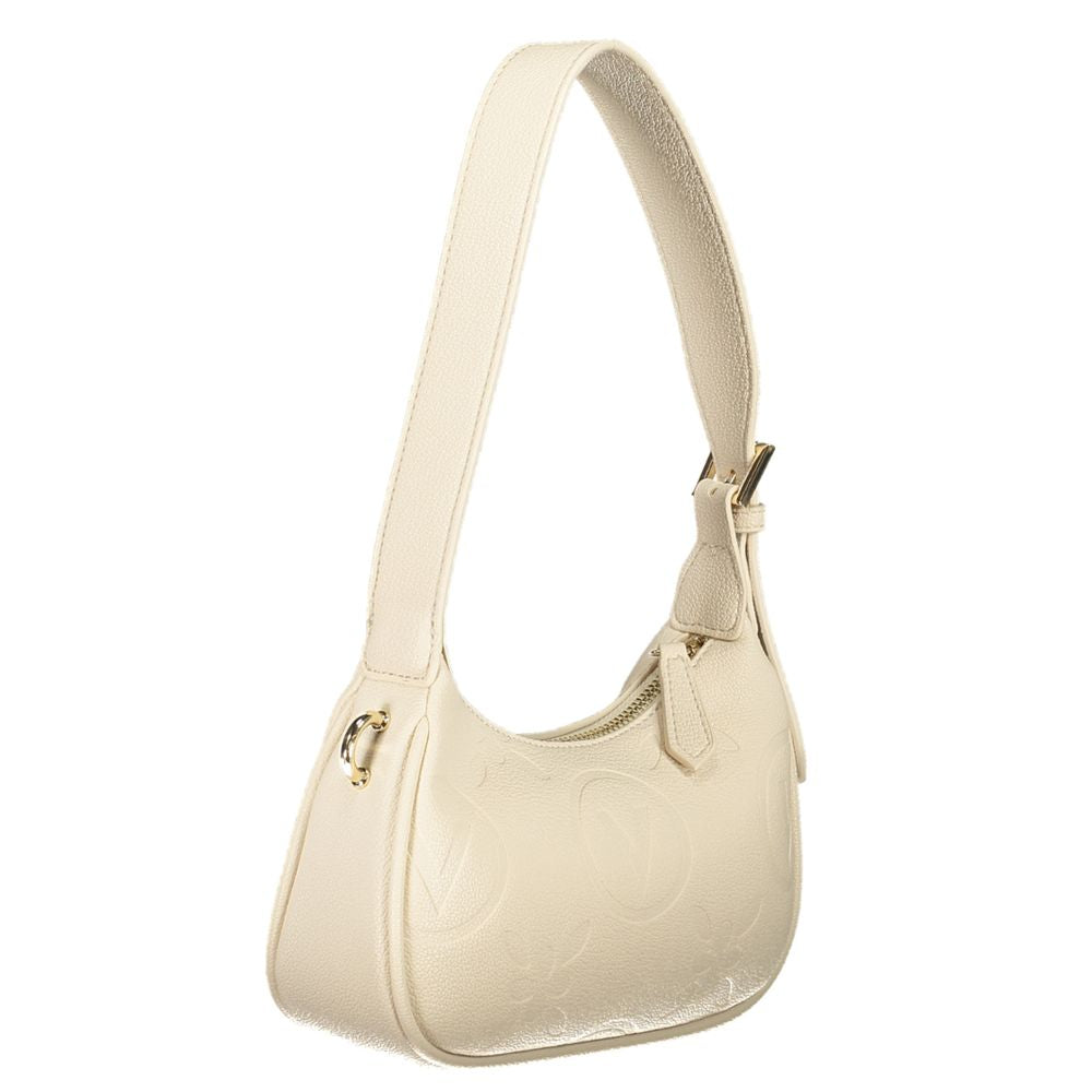 Valentino Bags Beige Polyethylene Women Handbag with Adjustable Shoulder Handle and Zip Closure, Featuring Valentino Logo.