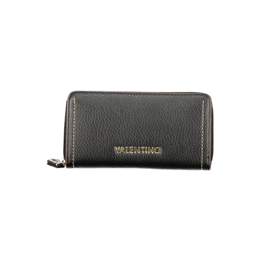 Valentino Bags black polyethylene women's wallet with zip closure and elegant design.