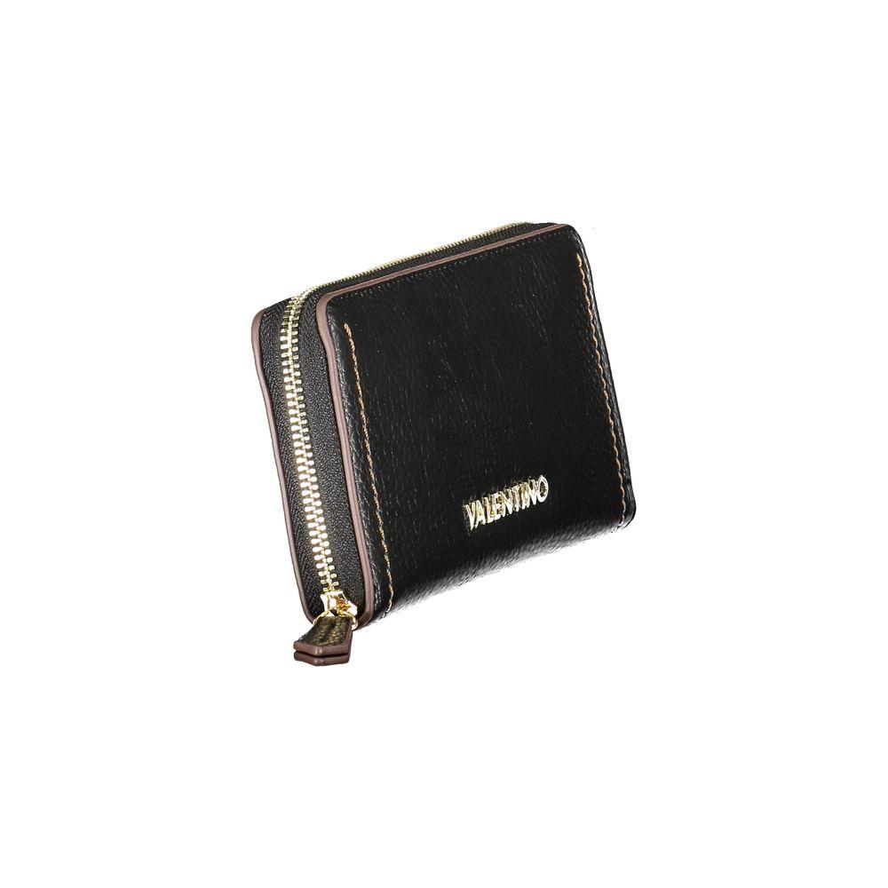 Valentino Bags black polyethylene women's wallet with 5 compartments, zip closure, and coin purse. Chic and bold design.