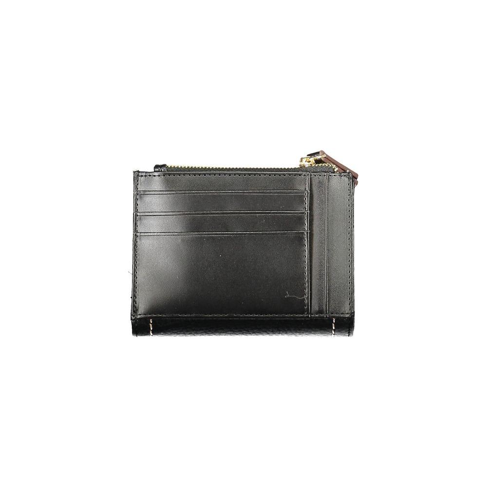 Valentino Bags black polyethylene women's wallet with card slots and zippered coin purse, showcasing chic design and premium quality.