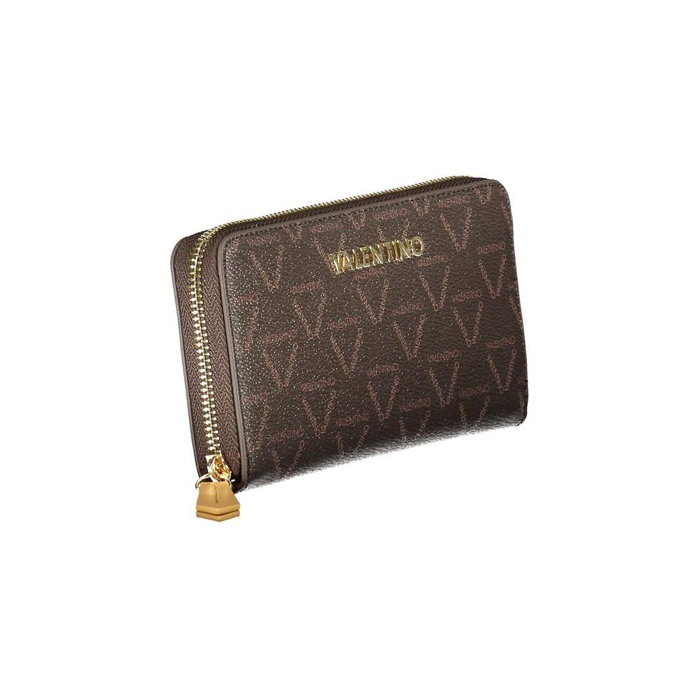 Valentino Bags brown polyethylene women's wallet with stylish design, featuring zip closure and multiple compartments.