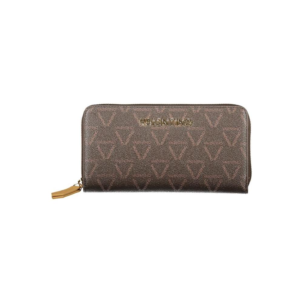 Valentino Bags brown polyethylene women wallet with zip closure and signature design, ideal for chic sophistication and practical use.