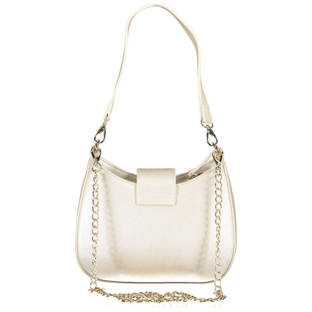 Valentino Bags silver polyethylene handbag with chain strap and removable handle, perfect for versatile elegance.